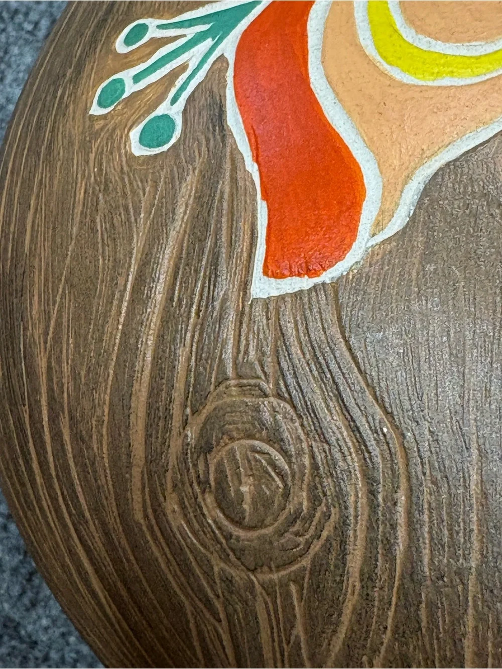 Peruvian Ceramic Vase with Hand-Painted Orange Floral Design